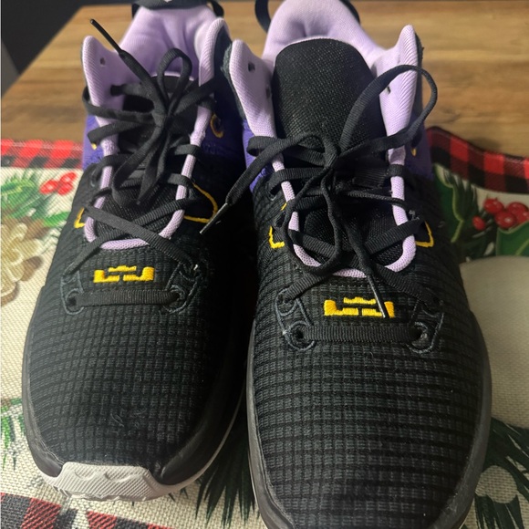 Nike Black and Purple Shoes with Yellow Swoosh - Picture 3 of 4